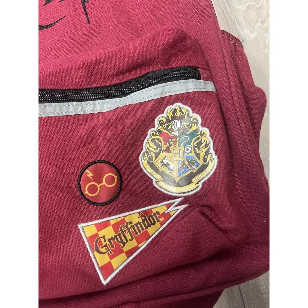 Harry Potter Gryffindor Backpack Burgundy HP Hogwarts Laptop Book Bag Patches